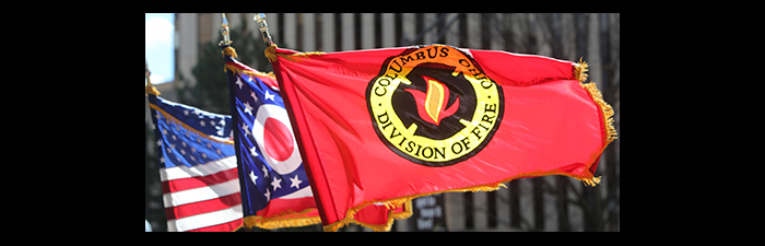 Picture of Columbus Fire Flag, Ohio Flag and USA flag Picture of Columbus Fire Flag, Ohio Flag and USA flag