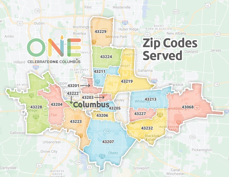 Map of zip codes served