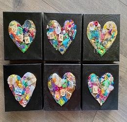 Shivee Gupta 1 resized hearts with scrabble tiles and other materials